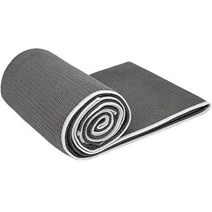 Shandali Hot Yoga Towel - Mat-Sized, Microfiber, Super Absorbent, Anti-Slip, Injury Free, 24" x 72" - Best Bikram Yoga Towel - Exercise, Fitness, Pilates Gear - color: Gray