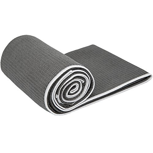 Shandali Hot Yoga Towel - Mat-Sized, Microfiber, Super Absorbent, Anti-Slip, Injury Free, 24" x 72" - Best Bikram Yoga Towel - Exercise, Fitness, Pilates Gear - color: Gray