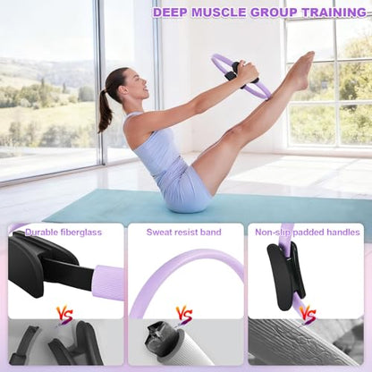 Pilates Kit, Pilates Essentials Kit for Women, 15” Pilates Ring and Ball Set