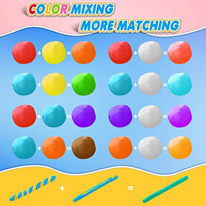 Air Dry Clay, 24 Colors Modeling Magic Clay for Kids | Includes Tools, Soft & Ultra Light, Ages 3-8+ Years, Boys & Girls - color: 24 Colors