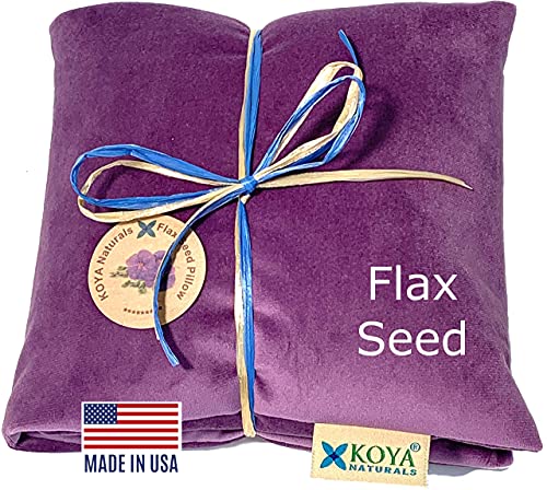 KOYA Naturals Soft Velvet Flax Seed Microwave Pillow | Moist Heat Pack, For Neck, Muscle, Joint, Stomach Pain, Menstrual Cramps Relief - color: Purple