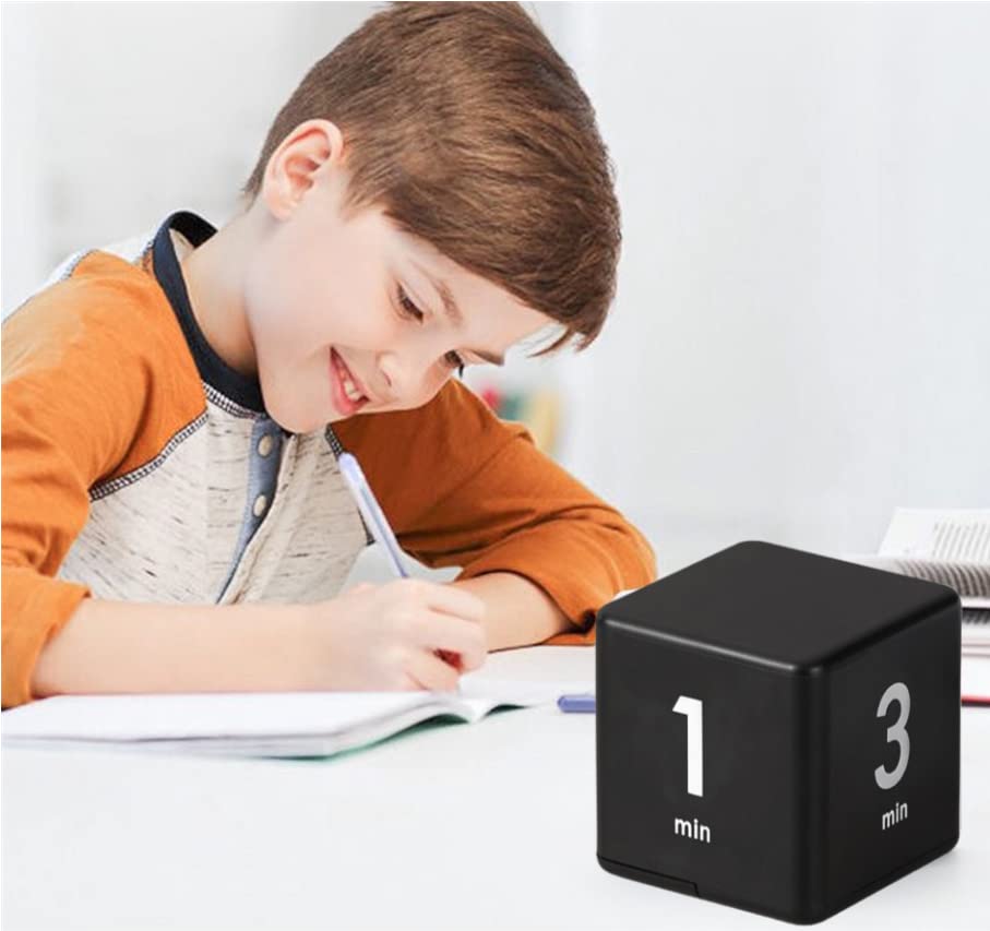 Feilifan Cube Timer, Focus Study Timer, 1-3-5-10 Minutes Time Management - color: 1-3-5-10min,black