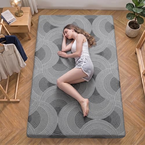 Japanese Floor Mattress,3.5" Thicken Futon Mattress Tatami Mat Full - color: Ma1-grey Geometric, size: Full (80" X 48")