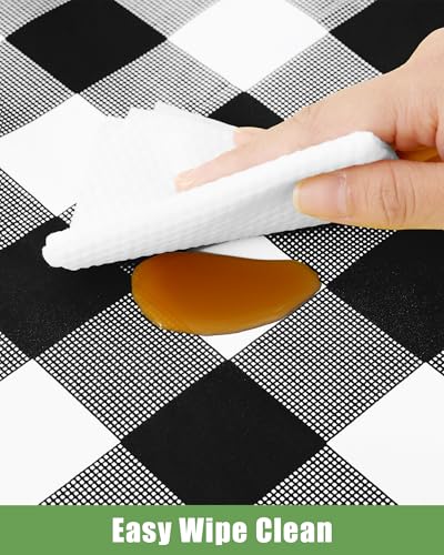 Smiry 8 Packs Gingham Disposable Table Cloth, 54 x 108 Inch Waterproof Plastic Tablecloth, Rectangle Black and White Checkered Table Covers for Picnic, Birthday, Party - color: Black and White, size: 54"x108" (Pack of 8)
