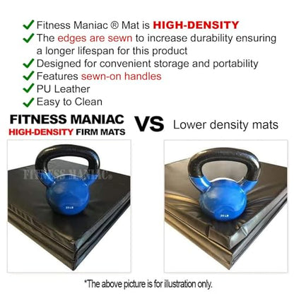 Fitness Maniac New Folding Panel Gymnastics Mat Gym Exercise Yoga Tri Mat Pad Black Exercise Mats USA