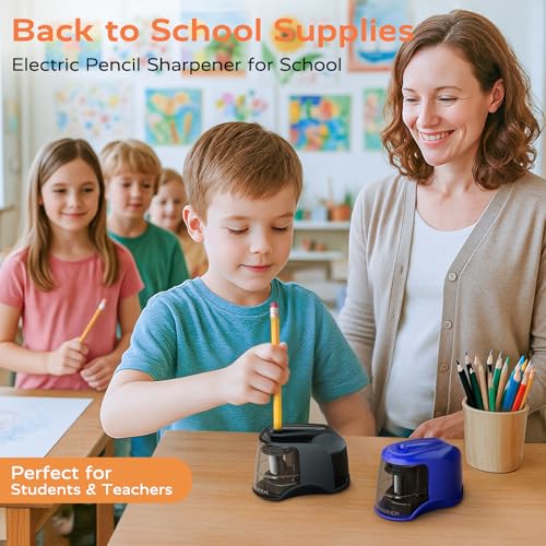STAGEEK Electric Pencil Sharpener, Plug in or USB/Battery Operated, Blue | Works for No.2/Colored Pencils (6-8mm), Ideal for School Classroom Office Home - color: Blue