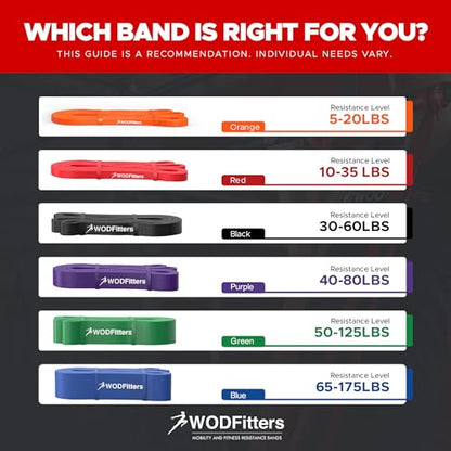 WODFitters Pro Series Pull-Up Assistance Bands – Premium Resistance Loop Bands for Assisted Pull Ups, Muscle Ups, Strength Training & Mobility – Durable Bands for Functional Fitness - color: #2 Black