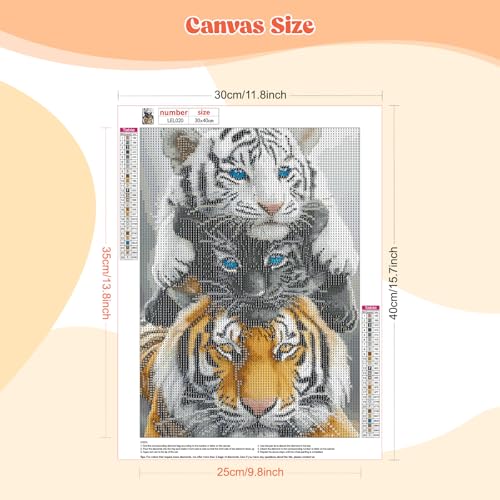 EOBROMD Diamond Art Kits for Adults Tiger Family, 5D Full Drill Diamond Dots Animal, DIY Painting Kits for Adults Beginners, Gem Art and Crafts for Home Wall Decor 12x16inch - color: 10-Tiger Family Animal