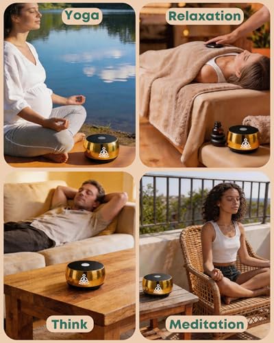 Portable Electronic Tibetan Singing Bowl, 4 Healing Frequencies (417-639Hz) - color: Gold