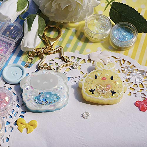 FUNSHOWCASE Epoxy Resin Shaker Molds Set Jewelry Casting Supplies, Bear, Chick, Sheep, Beer Mug, Game Console 5 Silicone Trays with 5 Seal Films, Height 2-2.4inch - color: Keychain Charms Craft 10-Pack