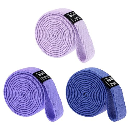 3-Pack Cloth Fabric Resistance Bands for Home Workout - color: Light Pink, Light Purple, Dark Purple