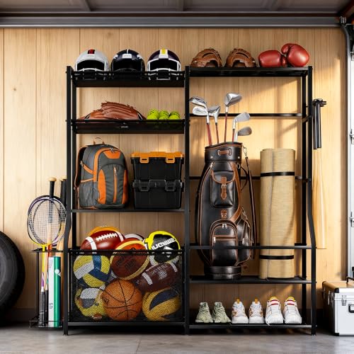Garage Sports Equipment Organizer, Golf Bag Storage Rack