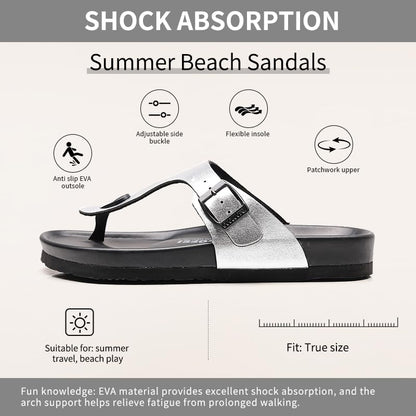Women Arch Support Flip Flops – Adjustable - color: Silver, size: 8
