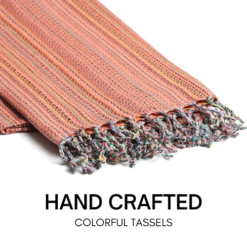 BAY LAUREL Turkish Beach Towel with Travel Bag 39 x 71 Quick Dry Sand Free Lightweight Large Oversized Towels Light - color: Orange Mix