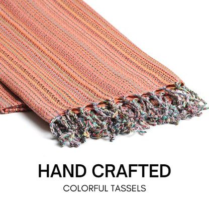 BAY LAUREL Turkish Beach Towel with Travel Bag 39 x 71 Quick Dry Sand Free Lightweight Large Oversized Towels Light - color: Orange Mix