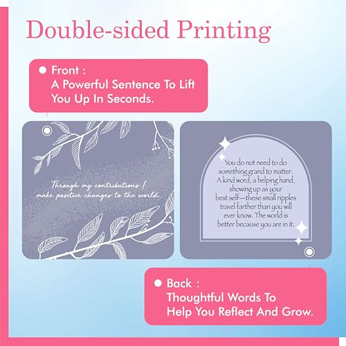 60 PCS Positive Affirmations Cards for Women, Daily Motivational Cards with Positive Messages, Double-Sided with Deep Reflections, Unique Designs on Each Card, Self-Care Gift for Her (4” x 4”)