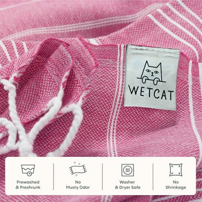 WETCAT Turkish Beach Towel Oversized (38"x71") 100% Turkish Cotton, Made in Turkey - Sand Free, Extra Large, Ultra Soft, Quick Drying, Compact & Lightweight for Travel - Fuchsia - color: Fuchsia, size: Beach Towel (38" x 71")