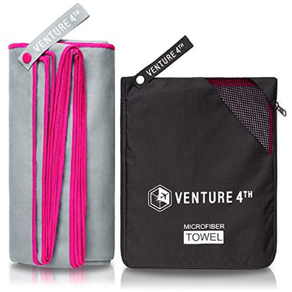 VENTURE 4TH 퀵 드라이 여행용 타월, 울트라 소프트 극세사 - 3가지 사이즈 - color: 그레이 핑크, size: 40.00" x 21.00"