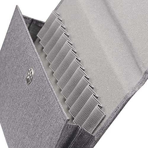 Lanxivi Fountain Pen Case Black Gray Coffee Style PU Leather 48 12 - color: Gray-12 Slot