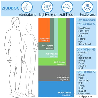 Microfiber Travel Towel, Quick Dry Camping & Gym Towel. Compact - color: Armygreen, size: XS:12"×24"