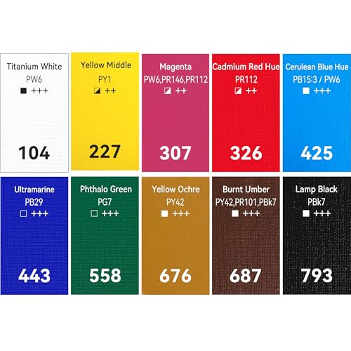 PHOENIX Heavy Body Acrylic Paint, 0.74 Oz. x 10 Tubes | Slow Drying Speed, Thick Art Paints, For Adults, Artists, Professionals - color: 10 x 0.74 Fl Oz
