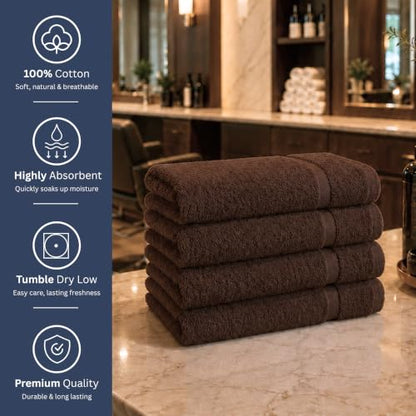 Bulk 72-Pack Professional Salon Spa & Wellness Towels, 16" x 27",Dark Brown - color: Dark Brown, size: 72 Pack