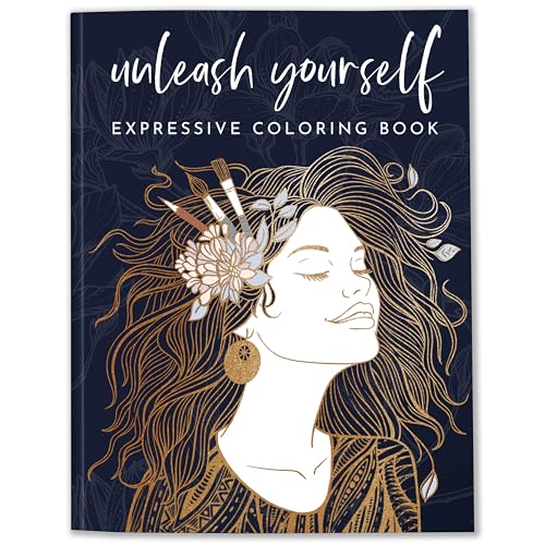 Adult Coloring Book for Women, Expressive Art & Creative Reflection Prompts | Adult Coloring Book for Self-Care & Self-Discovery, Mindfulness & Inspiration, Artist Gift for Best Friend, 140gsm Perforated - color: Unleash Yourself - Prompts