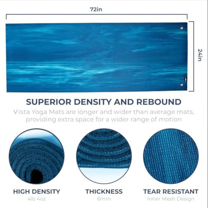 Mount Adams Vista Yoga Mat, 72"x24"x6mm Thick - color: Seabreeze with Grommets - 24 Inches