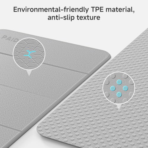 PAIDU Foldable Yoga Mat 10mm Thick, 75"x26" Non-Slip Fitness Exercise Mat - color: Grey