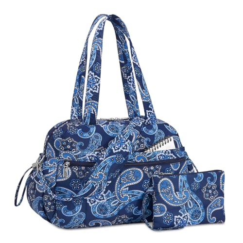 TOPDesign Travel Duffel Bag for Women, Puffer Gym Bag Sports Tote with Wet Pocket, Carry On Weekender with Luggage Sleeve (Bandanna) - color: Bandanna