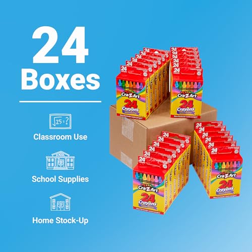 Cra-Z-Art Crayons, Bulk Pack, 24 Count, 24 Packs of Crayons, Bulk School Supplies for Classroom, Back to School Essentials - size: 24 Count (Pack of 24)