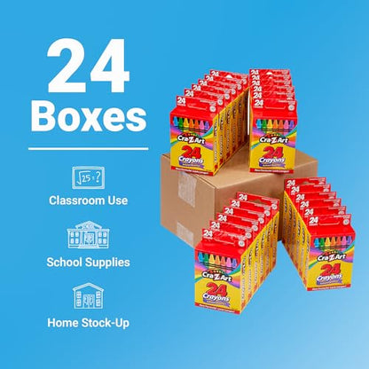 Cra-Z-Art Crayons, Bulk Pack, 24 Count, 24 Packs of Crayons, Bulk School Supplies for Classroom, Back to School Essentials - size: 24 Count (Pack of 24)