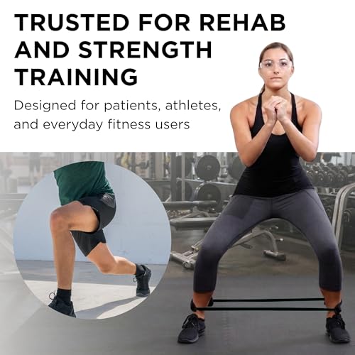 THERABAND Resistance Tubes, Professional Latex Elastic Tubing For Physical Therapy, Lower Pilates, At-Home Workouts, & Rehab, 12 Inch, Padded Cuffs, Black, Special Heavy, Advanced Level 1 | Professional TheraBand elastic resistance for exercise, physical