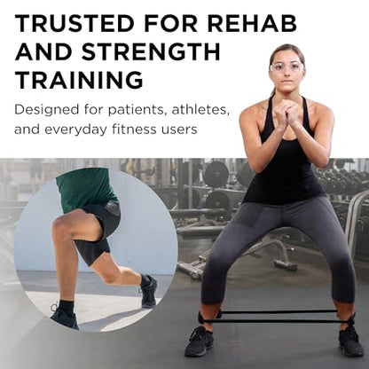THERABAND Resistance Tubes, Professional Latex Elastic Tubing For Physical Therapy, Lower Pilates, At-Home Workouts, & Rehab, 12 Inch, Padded Cuffs, Black, Special Heavy, Advanced Level 1 | Professional TheraBand elastic resistance for exercise, physical