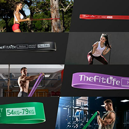 TheFitLife Pull Up Assistance Bands Heavy Duty Resistance Bands for Workout - color: Red/Black/Purple/Green