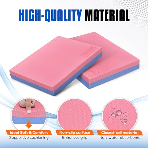 Yes4All Exercise Balance Pad, Non-Slip Foam Kneeling Pad - color: Rose quartz/Serenity - L - (15,5" x 13,5" x 2,4"), size: Large
