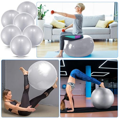 Jexine 6 Pcs Yoga Ball Exercise Ball - color: Gray, size: 25.59 Inch