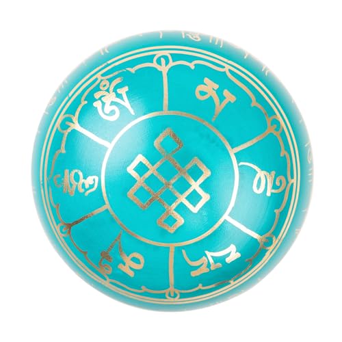Tibetan Singing Bowl Set - 4" Easy To Play Authentic Handmade For Meditation Sound 7 Chakra Healing By HIMALAYAN BAZAAR (Turquoise Blue, 4") - color: Turquoise