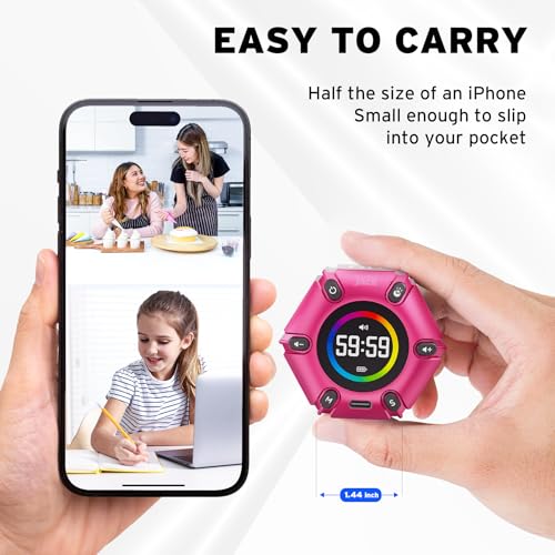 Smart FILP Pomodoro Timer 3/5/10/25/30/60min Preset, Silent & Sound Alarm - color: Hot Pink