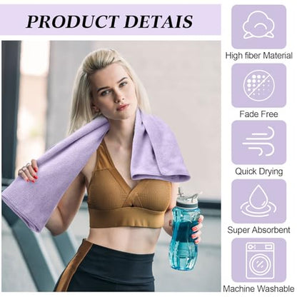 SmoothNovelty 36 Pcs Microfiber Gym Towel 16 x 28 in Bleach Proof Towels Absorbent Soft Sweat Towels Quick Dry Lightweight Towel for Hand Salon Bath Spa Hotel Pool Home Hair Care (Light Purple) - color: Purple