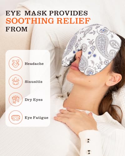 Weighted Sinus Mask, Warm Cold Compress Eye Mask for Dry Eyes, Migraine, Sinus Pressure Relief, Stress, Eye Pillow Microwavable Face Heating Pad for Puffy Eyes, Self-Care Gifts for Women (8x7 Inch) - style: Face Pad-1