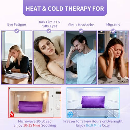 Lavender Weighted Eye Pillow for Relaxation, Yoga, Sleeping, Lavender Eye Mask with Natural Flaxseeds & Lavender for Headache, Sinus, Dry Eyes Relief, Meditation Accessories with Aromatherapy, 6PK