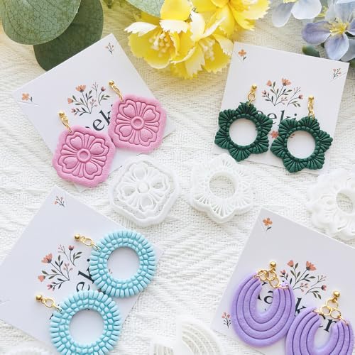 Geometric Pattern Polymer Clay Cutters Set – Molds and Clay Cutters for Polymer Clay, Clay Earring Tools - color: D color
