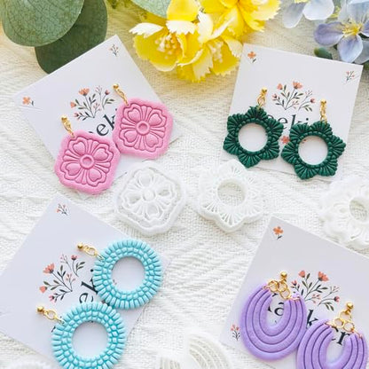 Geometric Pattern Polymer Clay Cutters Set – Molds and Clay Cutters for Polymer Clay, Clay Earring Tools - color: D color