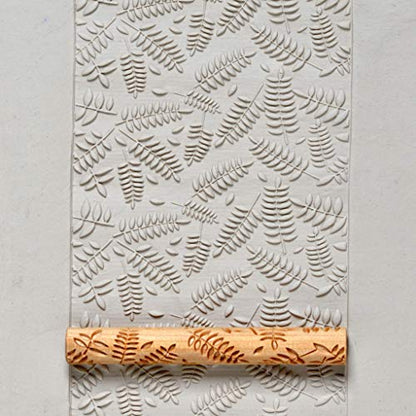 MKM Pottery Tools Wood Twig Rollers for Clay (TW-10 Fern Leaves 1) - color: TW-10 Fern Leaves 1