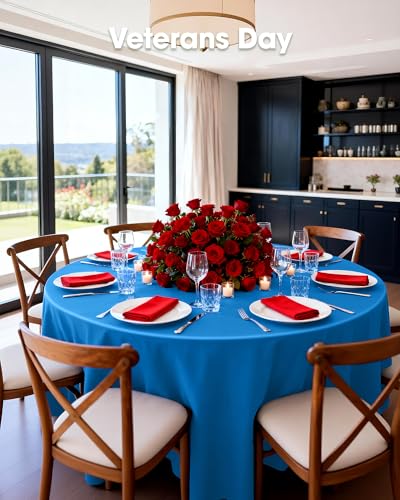 Pureegg Plastic Table Cloth Disposable 8 Pack, 84 Inch Round, Blue | Graduation Party, Class of 2026, Leakproof & Sturdy, Blue, Round Tablecloth - color: Blue, size: 84" Round