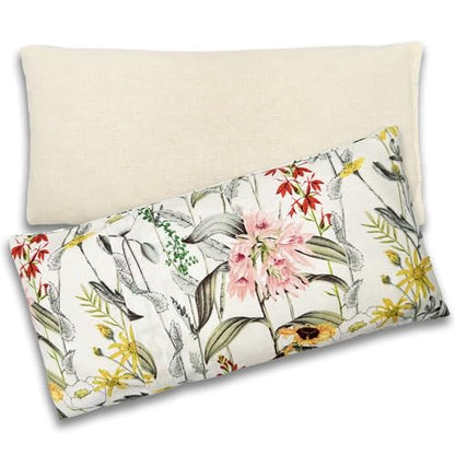 100% USA Handmade, Washable Cotton Eye Pillow 9", Moist Heat Eye Compress, Unscented Hot/Cold Therapy Pack (Stemmed Floral, Rice) - color: Stemmed Floral
