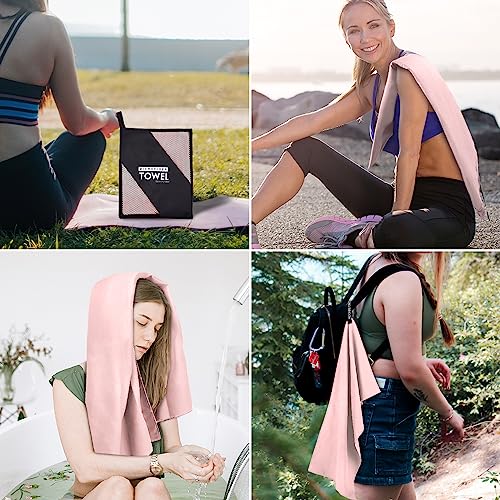Microfiber Travel Towel, Quick Dry Camping & Gym Towel. Compact - color: Pink, size: L:24"×48"