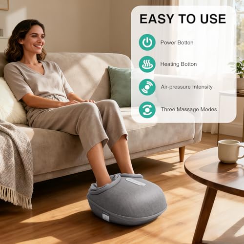 Medcursor Foot Massager with Heat | Shiatsu Deep Kneading, Relief for Tired Muscles and Plantar, Multi-Level Settings, Adjustable Intensity, Gifts for Women Mom - color: Grey