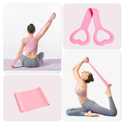 Home Pilates Essentials Kit for Women, with 5 Resistance Bands - Magic Circle Pilates Kit for Home Toning, Includes Yoga Ball, Stretch Strap & Gym Bag (13-Piece Complete Starter Set) - color: Pink